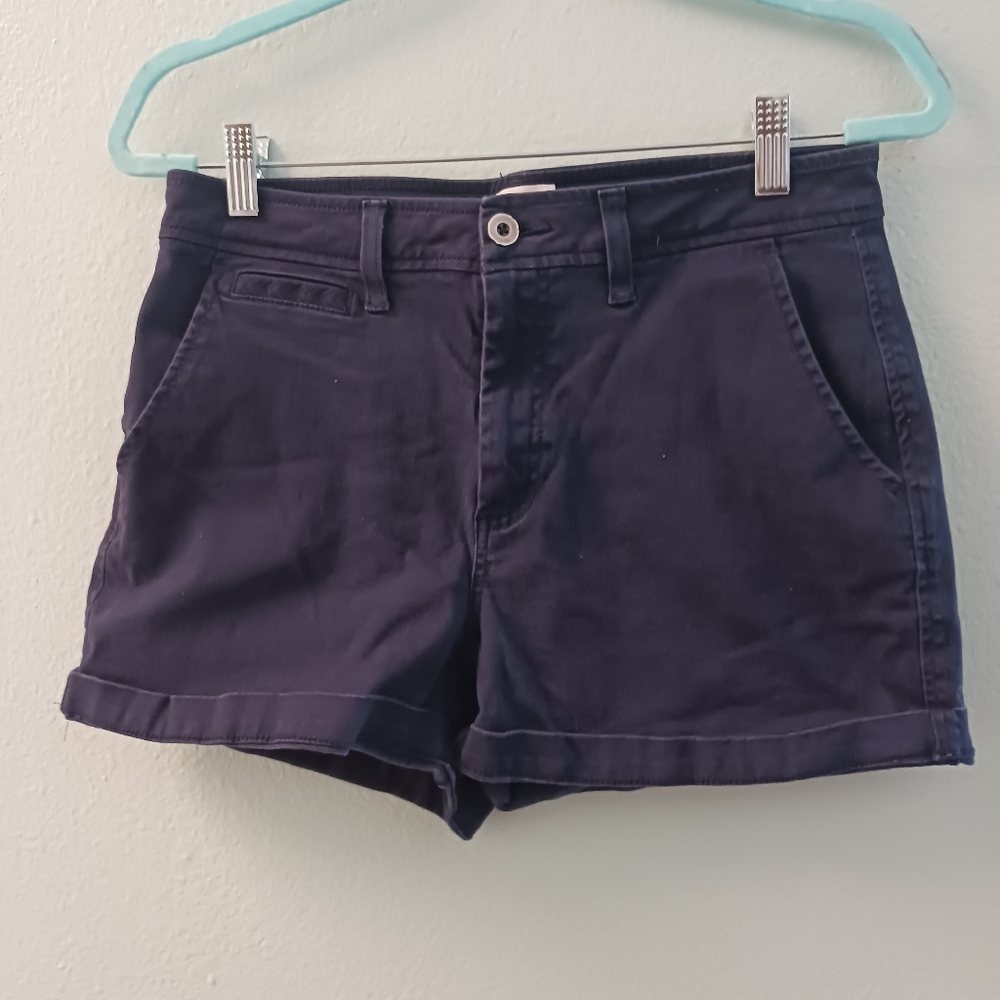 Navy Extra High Rise Stretch Chino Mid Shorts | Size 6